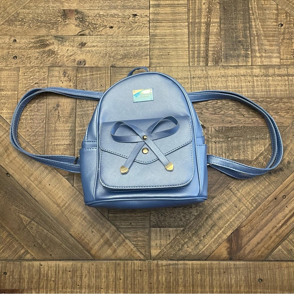 IHAYNER Girls Bowknot Cute Leather Backpack Mini Purse Bright Blue